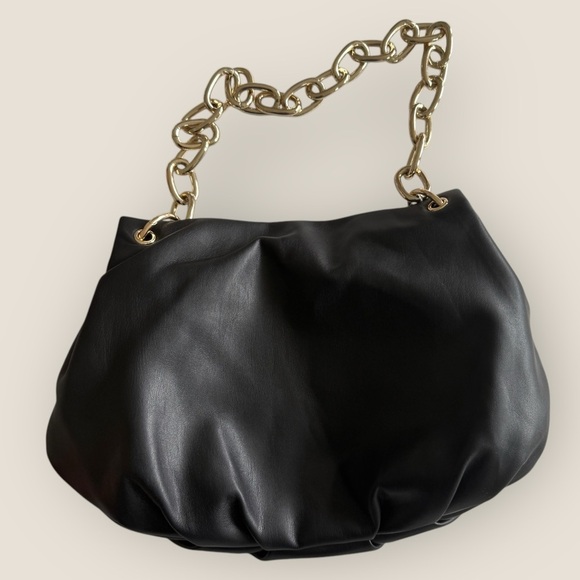 House of Want | We Inspire Vegan Leather Shoulder Bag | Black & Gold | Medium - Picture 5 of 14